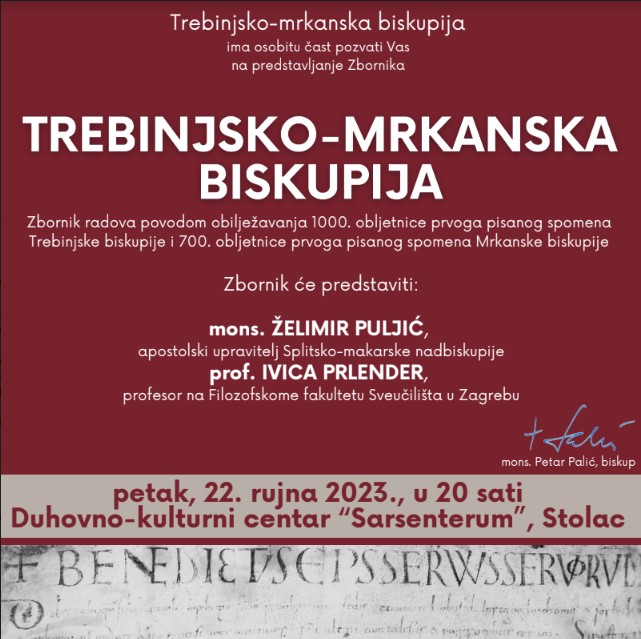 [STOLAC] Predstavljanje zbornika o Trebinjsko-mrkanskoj biskupiji